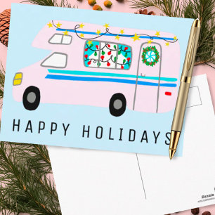 Cartão Postal Encantador Camper de Natal RV Vintage de Natal