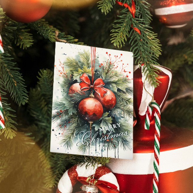 Cartão Postal Encantador Mistura de Natal Moderna de Aquarela (Criador carregado)