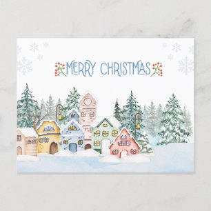 Cartão Postal Encantadora Água-Forte de Natal de Aldeia Nevada