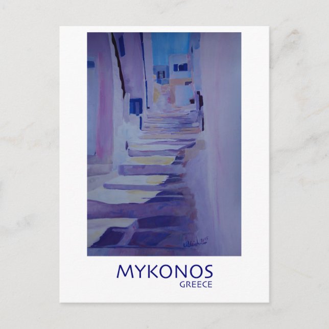 Cartão Postal Encantando a visualização de Grécia do Mykonos com (Frente)
