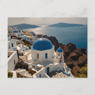 Cartão Postal Encantando Santorini por Saudação por Mar
