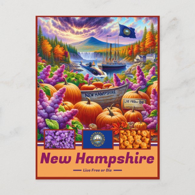 Cartão Postal Encantos de New Hampshire Maravilhas Cênicas (Frente)