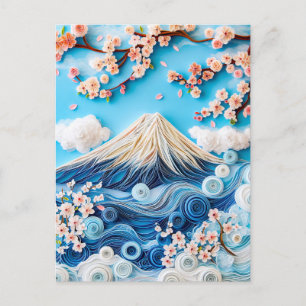 Cartão Postal Enchendo o Monte Fuji com os Blossomas de Cereja