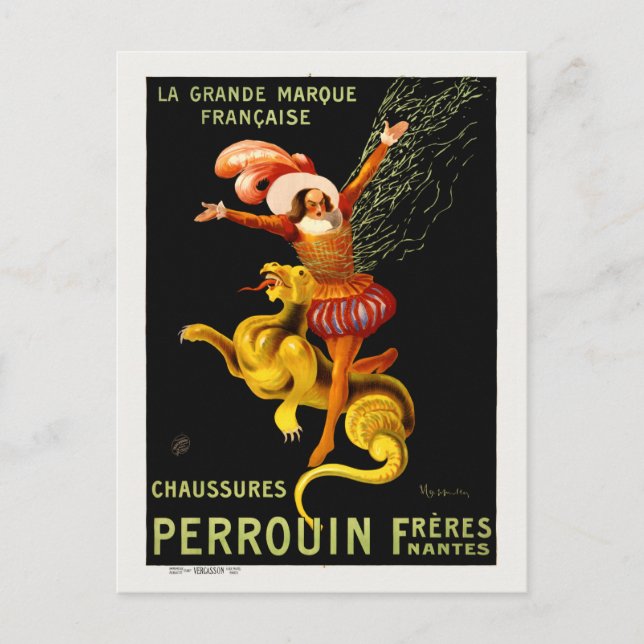 Cartão Postal Enchidos Perrouin França Poster vintage 1909 (Frente)