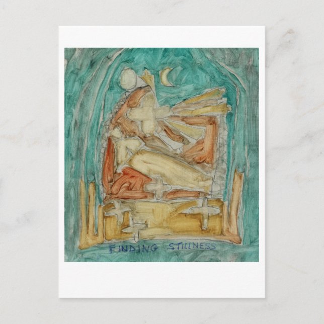 Cartão Postal Encontrando Estilidade. Meditação budista. (Frente)