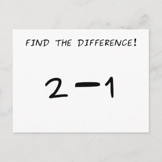 Cartão Postal Encontre a diferença! 2 menos 1