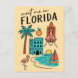 Cartão Postal Encontre-me de Férias na Praia da Flórida Miami Fl