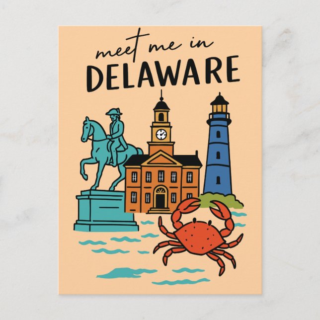 Cartão Postal Encontre-me em Delaware Dover História Costeira Ca (Frente)
