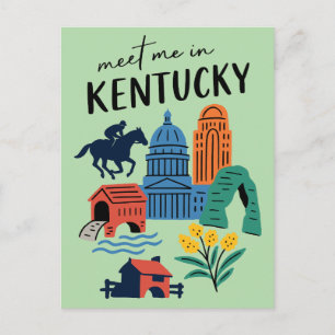 Cartão Postal Encontre-me em Kentucky Retro Estado Bluegrass