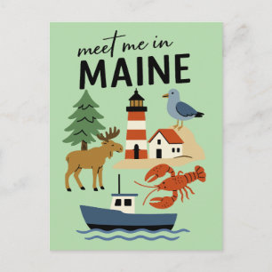 Cartão Postal Encontre-me em Maine Costeiro Nova Inglaterra Retr