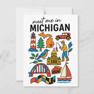 Cartão Postal Encontre-me em Michigan Torta de Cereja do Farol