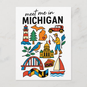Cartão Postal Encontre-me em Michigan Torta de Cereja do Farol