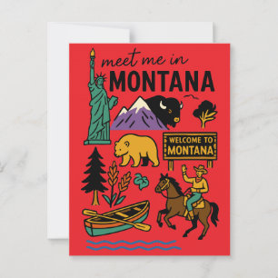 Cartão Postal Encontre-me em Montana Viagem pelo Estado Cowboy V