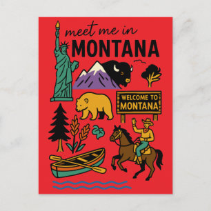 Cartão Postal Encontre-me em Montana Viagem pelo Estado Cowboy V