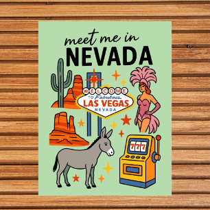 Cartão Postal Encontre-me em Nevada Showgirl Retro Las Vegas
