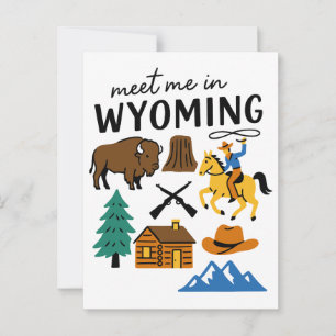 Cartão Postal Encontre-me em Wyoming Cowboy Bison Devils Tower