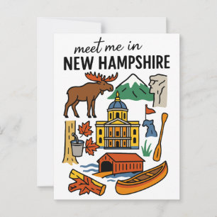 Cartão Postal Encontre-me nas Montanhas de New Hampshire Ícones 