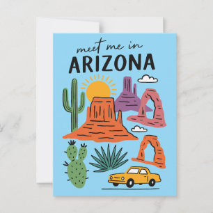 Cartão Postal Encontre-me no Arizona Deserto Retrô Cacto Rochas 