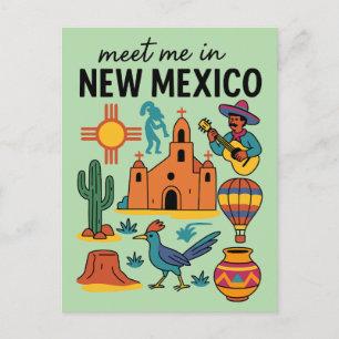 Cartão Postal Encontre-me no Novo México Retro Sudoeste