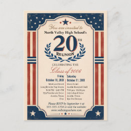 Cartão Postal Encontro de 20 Anos do Ensino Médio Americana Verm