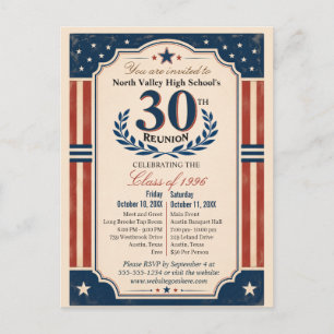 Cartão Postal Encontro de 30 anos do Ensino Médio Americana Verm
