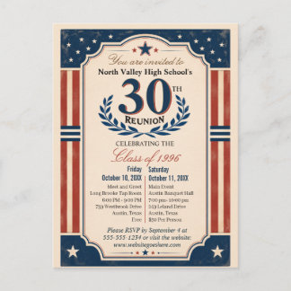 Cartão Postal Encontro de 30 anos do Ensino Médio Americana Verm