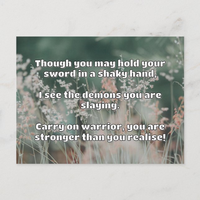 Cartão Postal Encorajamento à cotação positiva do Empath Warrior (Frente)