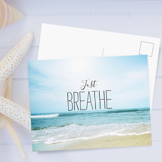 Cartão Postal Encorajamento Basta Respirar na Praia (Encouragement Just Breathe at the Beach Postcard)