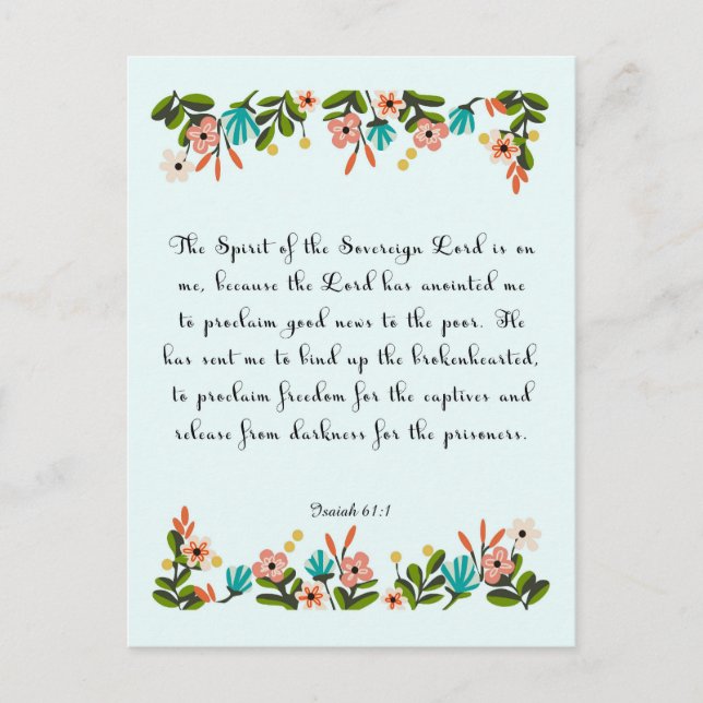 Cartão Postal Encorajando Artes Bíblias - Isaiah 61:1 (Frente)