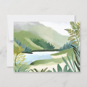 Cartão Postal Encosta Exuberante Pintura da Natureza em Aquare