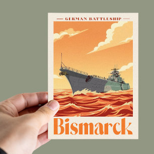 Cartão Postal Encouraçado Alemão Bismarck - Cartaz Naval Antigo