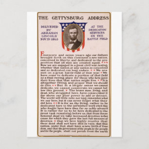 Cartão Postal Endereço de Gettysburg por Abraham Lincoln 1863