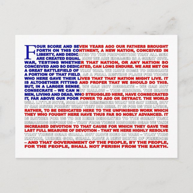 Cartão Postal Endereço Gettysburg (Frente)