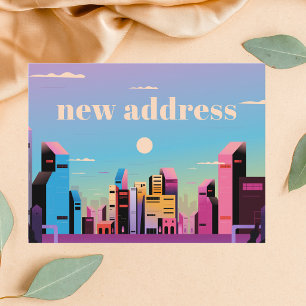 Cartão Postal Endereço Novo da Cidade Colorida Moderna e Excêntr