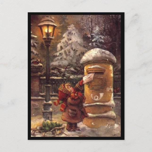 Cartão Postal Enfant postant sa lettre noël (Frente)