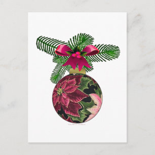 Cartão Postal Enfeite Burgundy Poinsettia Retro anos 50
