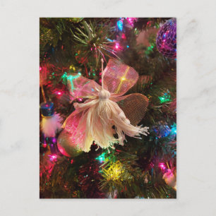 Cartão Postal enfeite de árvore de natal boneca de lã anjo fotog