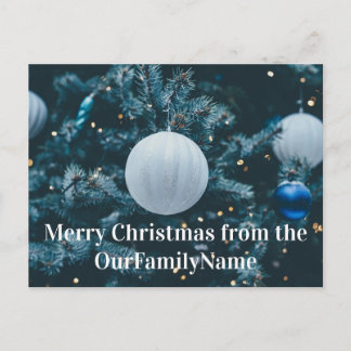 Cartão Postal Enfeite de árvore Natal Branco Postcard Personaliz