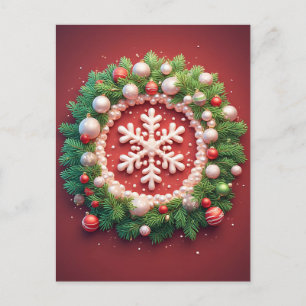Cartão Postal Enfeite de floco de neve de Natal festivo