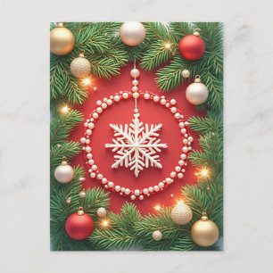 Cartão Postal Enfeite de floco de neve de Natal festivo