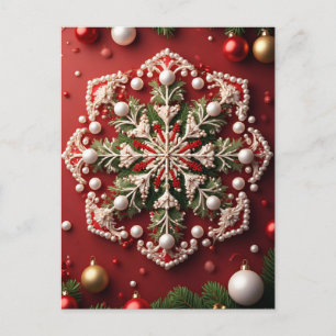 Cartão Postal Enfeite de floco de neve natalino festivo