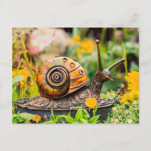 Cartão Postal Enfeite de Jardim Caracol de Metal