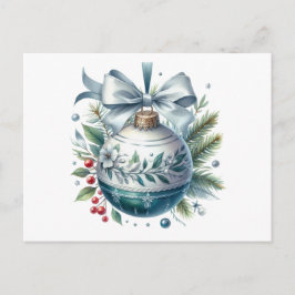 Cartão Postal Enfeite de Natal Botânico Vintage