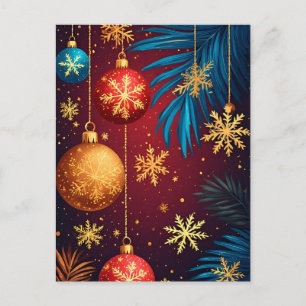 Cartão Postal 🎄 Enfeite de Natal Elegante Brilho ❄️ Festivo