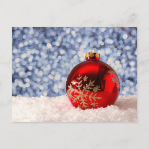 Cartão Postal Enfeite de Natal Floco de Neve Vermelho