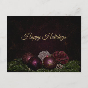 Cartão Postal Enfeite Rosa de Natal Verde Preto
