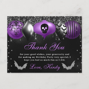 Cartão Postal Enfeites de Halloween Festa de Aniversário Obrigad