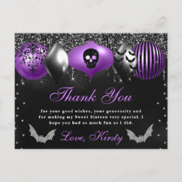 Cartão Postal Enfeites de Halloween Sweet Sixteen Obrigado