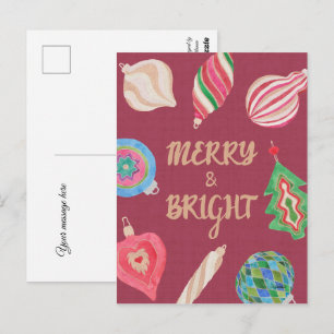 Cartão Postal Enfeites de Natal alegres & brilhantes Natal 