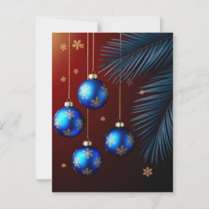Cartão Postal Enfeites de Natal Azuis Elegantes